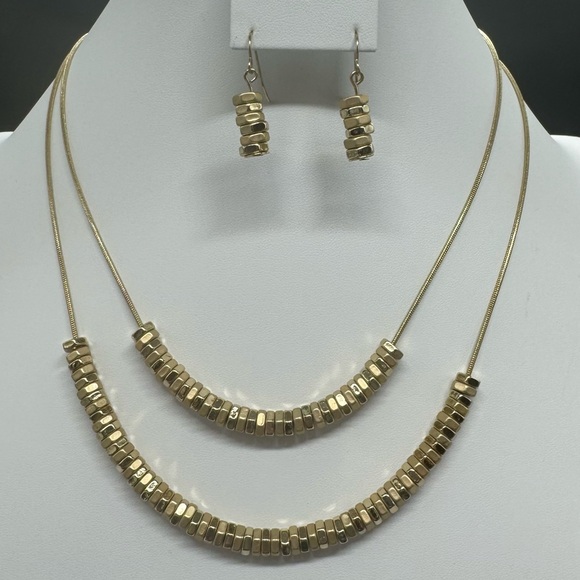 Thalia Sodi Gold Tone Gold Bead Necklace & Earrings Set - Picture 7 of 8